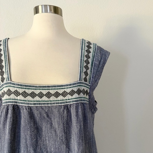 Faherty Hailee Embroidered Dress Navy Jacquard Large L - Picture 5 of 9